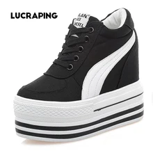 New Women Casual Shoes 2016 Autumn Fashion canvas Wedge Shoes Women Height Increasing Platform Shoes Zapatillas Deportivas Mujer