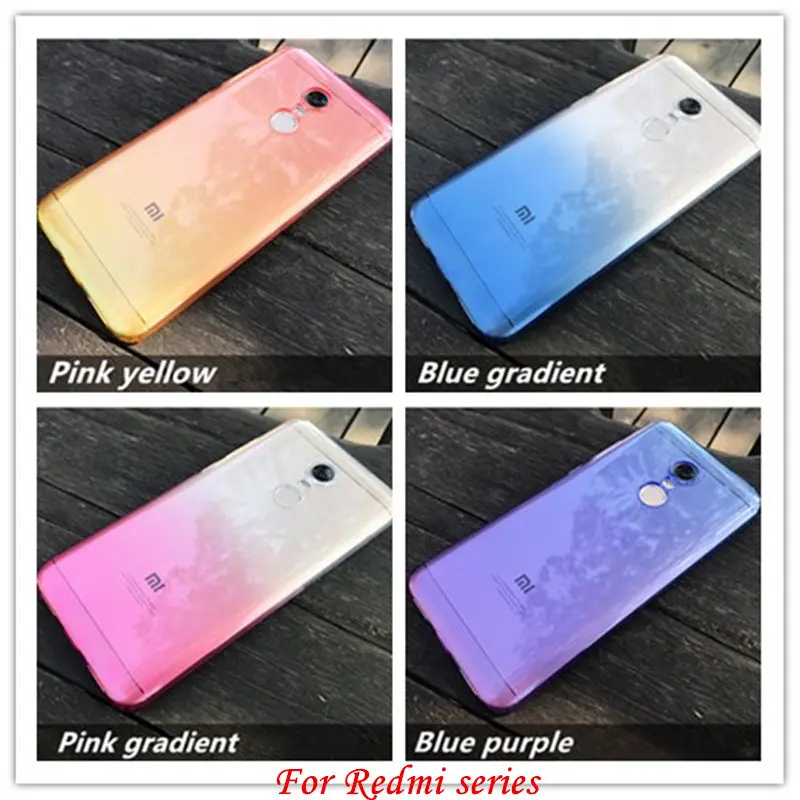 

Gradient Color Phone Cases for xiaomi A1 5X 6 Redmi note 4 4X 5A 16GB 32GB 64GB redmi 5 5plus 5A 5.0inch note5 pro Prime Soft