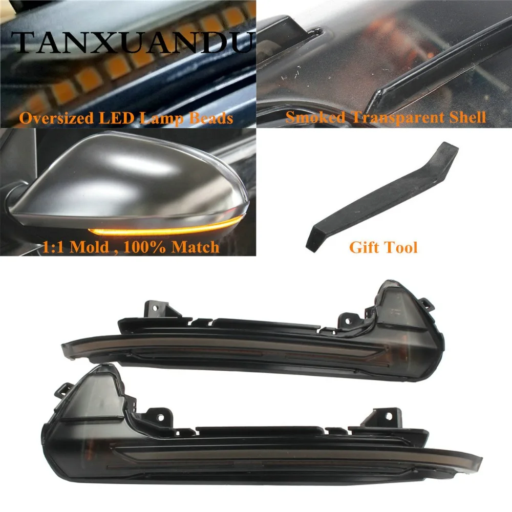 

Smoked Transparent Dynamic LED Door Mirror Turn Signal Light Wing Lens Indicator Lamp Fit For AUDI A6 S6 C7 13-18 Allroad RS6