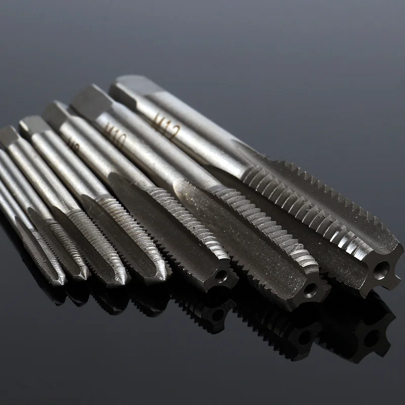 7 PCS / group HSS M3 -M12 mechanical screwdriver tapered square handle straight slot screw tapping metric plug hand drill 7 PCS / group HSS M3 -M12 mechanical screwdriver tapered square handle straight slot screw tapping metric plug hand drill