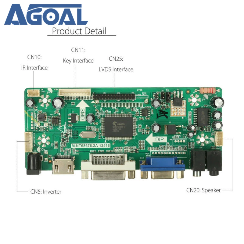 M. Nt68672 A HD универсальная плата драйвера ЖК дисплея HDMI VGA DVI с аудиовходом для