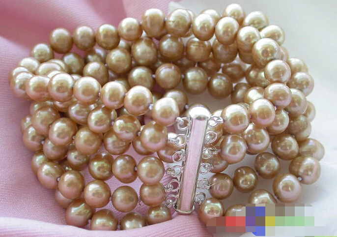

0773 6ROW champagne ROUND FW CULTURED PEARL BRACELET