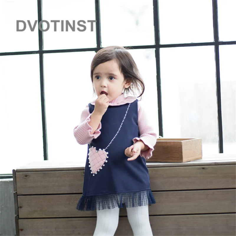 

Dvotinst Newborn Baby Girls Clothes Bodysuits Kids Cute Dresses Heart Satchel Dress Mesh Outfits Infant Toddler Jumpsuit Costume