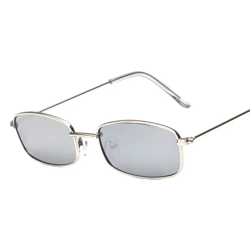 Oulylan, металлические солнцезащитные очки для мужчин и женщин, винтажные, маленькие, прямоугольные, солнцезащитные очки, женские, ретро очки, rave festival Shades Eyeglass UV400 - Цвет линз: C7