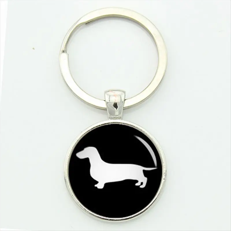 TAFREE Cute Dachshund key chain vintage minimalist hound silhouette art keychain lovely dog profile picture jewelry KC354 - Цвет: KC354