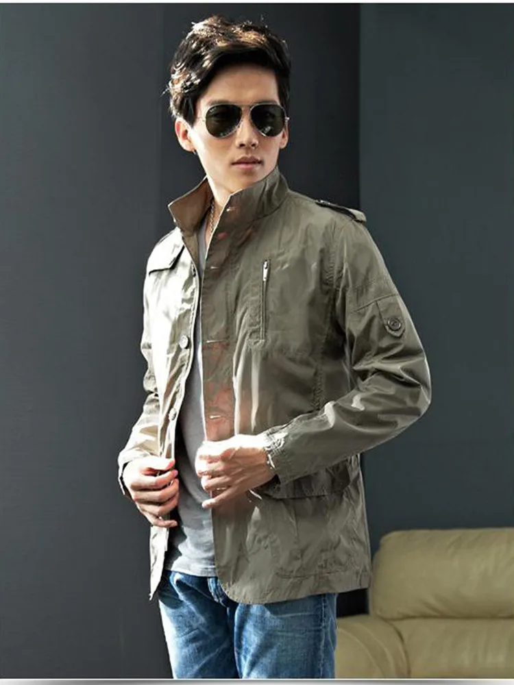 

Spring Autumn Overcoat Solid Casual Men Jackets Coat Long Sleeve Turn Down Collar Military Jackets Men Slim New Men's Jacket 5XL