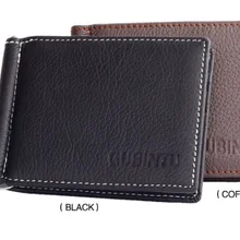 Мужской бумажник из натуральной кожи, фирменный тонкий передний карман, зажимы для денег, черный, коричневый, трифолд, открытый зажим для денег