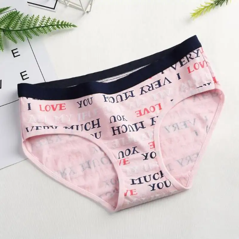 2019 New Lovely Panties Star Briefs Women Cotton Soft Breathable Underwear Ladies Letter Panty Tempting Mid-Rise Lingerie