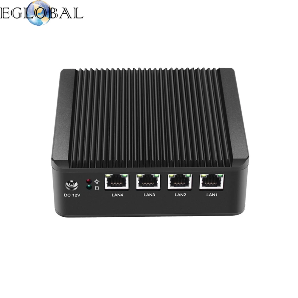 Eglobal лучший маленький ПК intel Nuc Четырехъядерный 4 * Gigabit LAN безвентиляторный мини bay