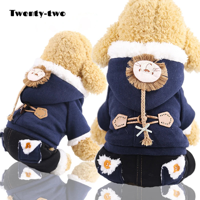 

New Winter Warm Pet Dog Clothes Bulldog Supplies Cute Coat Jacket For Chihuahua Outfit Cotton Casual Costume Hoodie Clothing