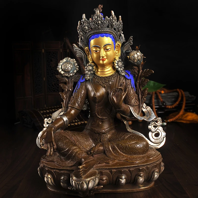 32 Cm Home Office Talisman Efficacious House Protection gilding Bronze Tibetan Buddhism