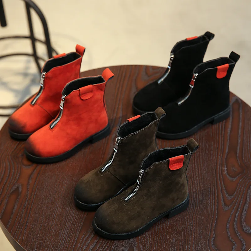 Кожаные ботинки для девочек Chaussure Enfant детские зимняя обувь мальчиков и резиновые
