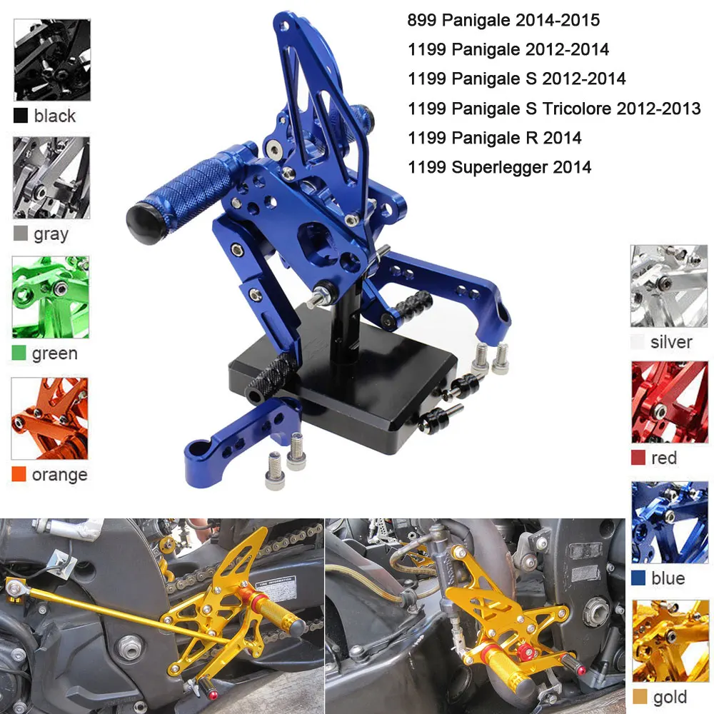

CNC Aluminum Adjustable Rearsets Foot Pegs For Ducati 899 1199 Panigale S Tricolore 1199 Panigale R 1199 Superlegger