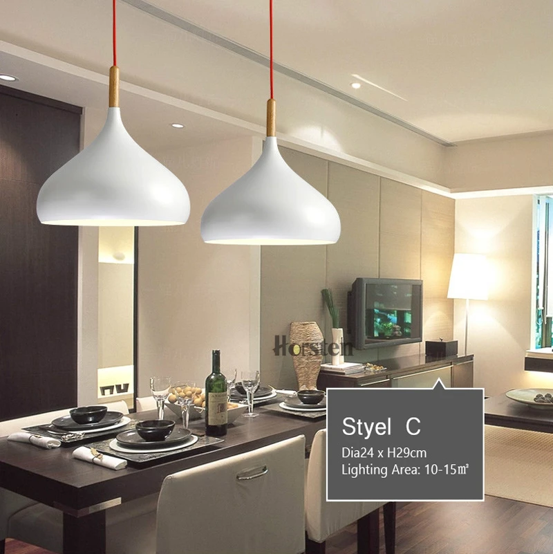 Horsten Nordic Simple Modern Pendant Lights Wood Aluminum Lampshade Industrial Lighting Loft Dining Room Pendant Lamp E27 (13)