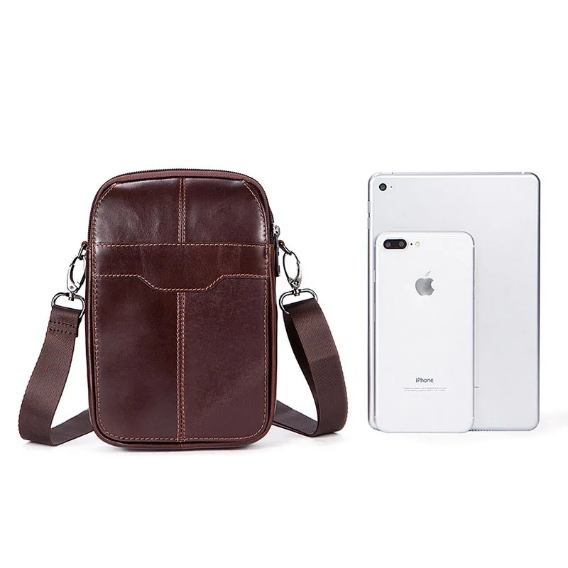 Factory direct Fashion soft surface genuine Leather men's bag brand retro Cowhide men's pockets fashion casual Crossbody Bags