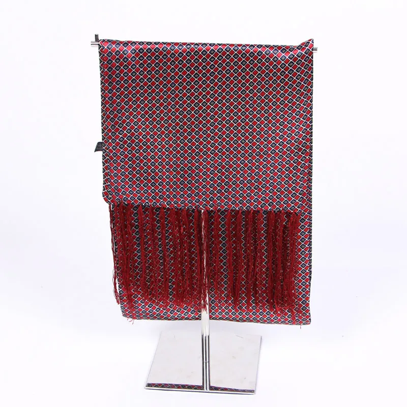 dark red Tassel Кувертюр мужские шелковые Роскошные брендовые шарфы модные аксессуары осень зима мужской шелковый длинный шарф галстук бандана шарф с кисточками - Цвет: dark red Tassel