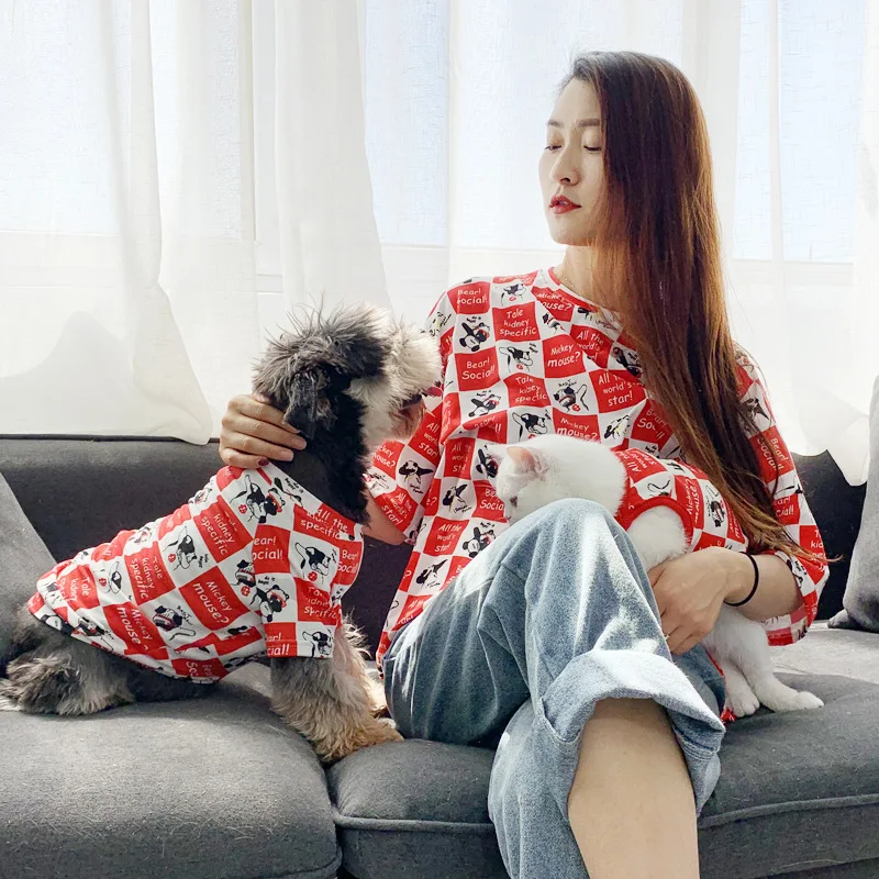 

2019 Hot Selling Dog Vest Fashion Pet Vest Family Matching Clothes Summer Washing Cotton Cat Dog Costume For small Dog Clothes