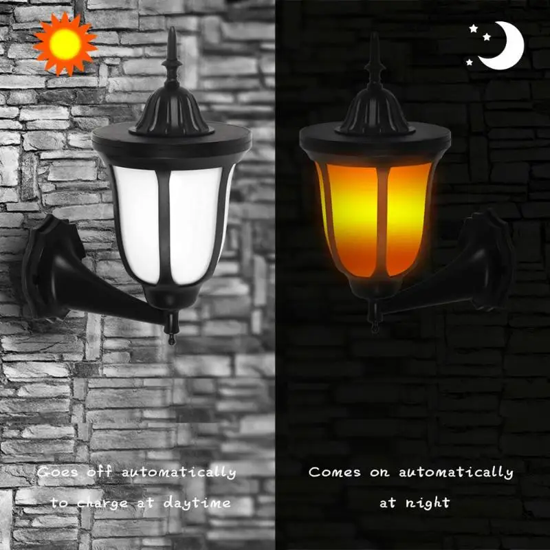 

Solar Garden Light 96LED Wall Mount Solar Powered Lamp Waterproof Retro Flickering Flame Lamp for Outdoor Yard Decora