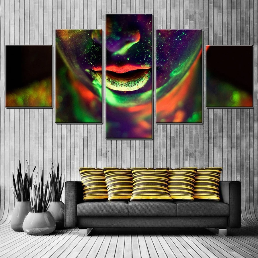 Body Painting Colorful Girl Oil Painting Canvas Pictures for Living Room Art Wall Phosphor Pretty Girl Fashion Gifts No Frame