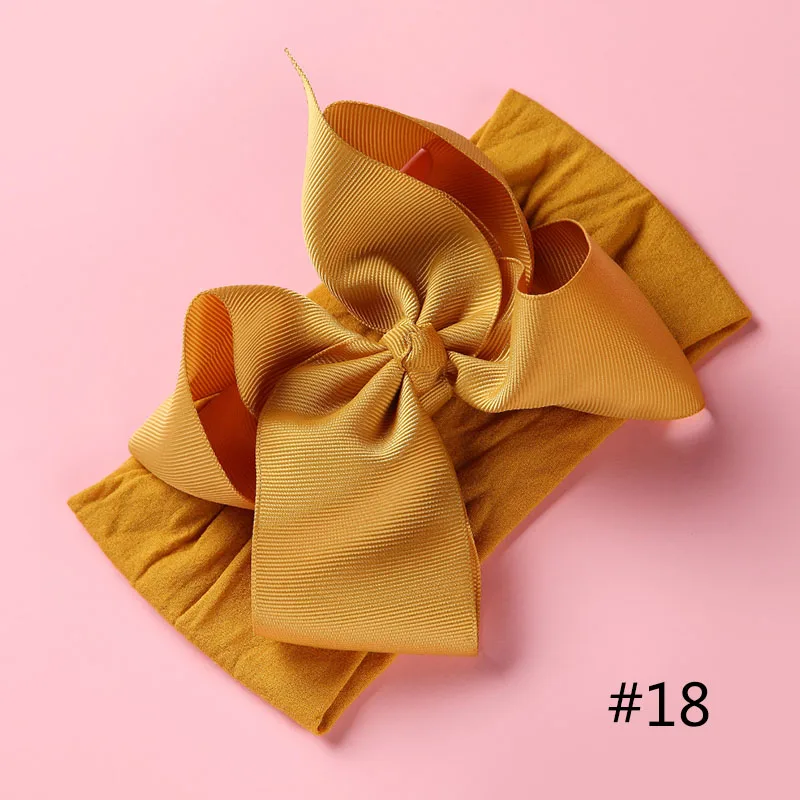 1 шт., нейлоновые оголовья с бантами для девочек, г. Модные нейлоновые повязки на голову для маленьких девочек - Цвет: No.18