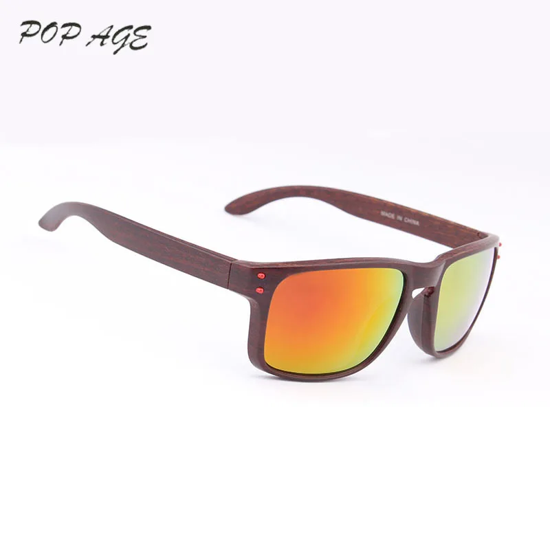 

POP AGE Designer Sunglasses with Box and Logo 2016 Cat3 UV400 Classic Fake Wood Sunglasses Men Fashion Accessory GB1007