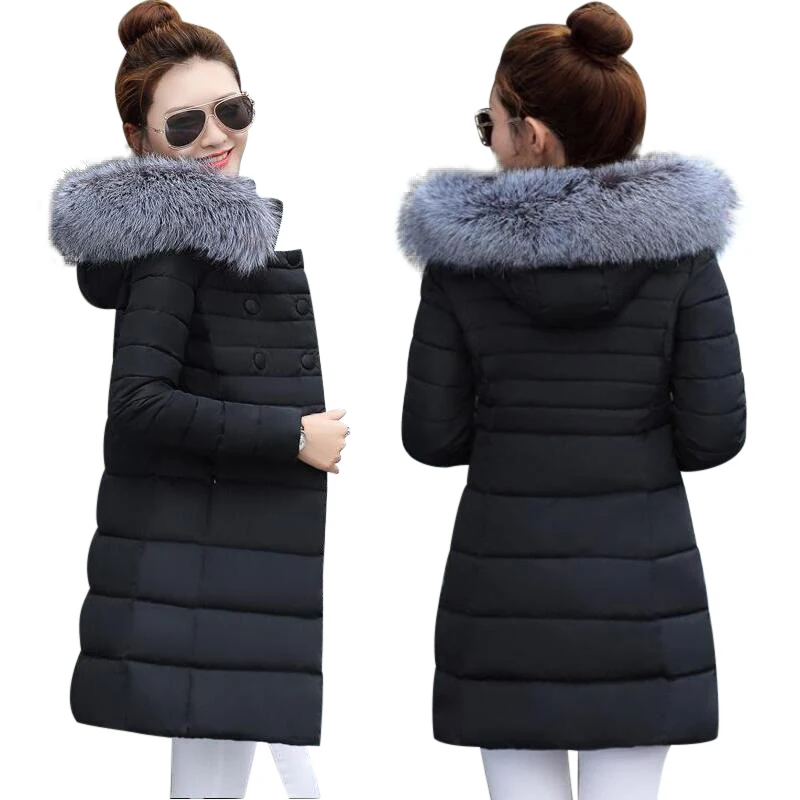 

womens winter jackets and coats 2019 Parkas for women 4 Colors Wadded Jackets warm Outwear With a Hood Large Faux Fur Collar
