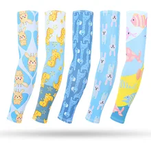 Детская защита от солнца, защита от ультрафиолета, летние рукава, унисекс, для мальчиков и девочек, охлаждающий руку из шелка, грелки, защитные пленки для фиксации, цветная безопасность