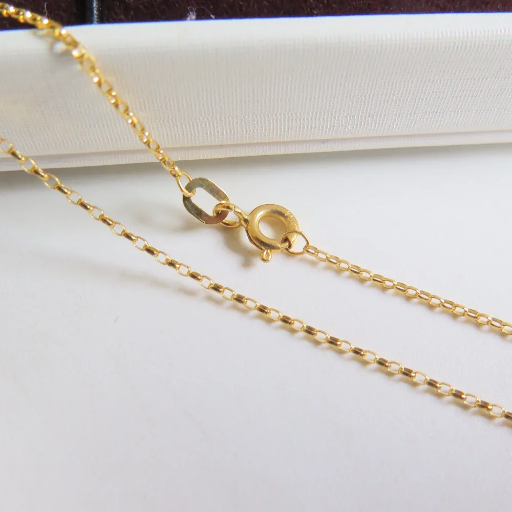 

Au750 18K Yellow Gold Necklace Women & Men Rolo Chain Link 18"L