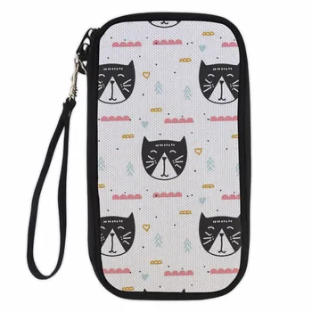 

Noisydesigns PU Leather Wallet Passport Cover For Women Card Bag ID Passport Card Girls Storage Sweet Cat Priting Carteira Mujer