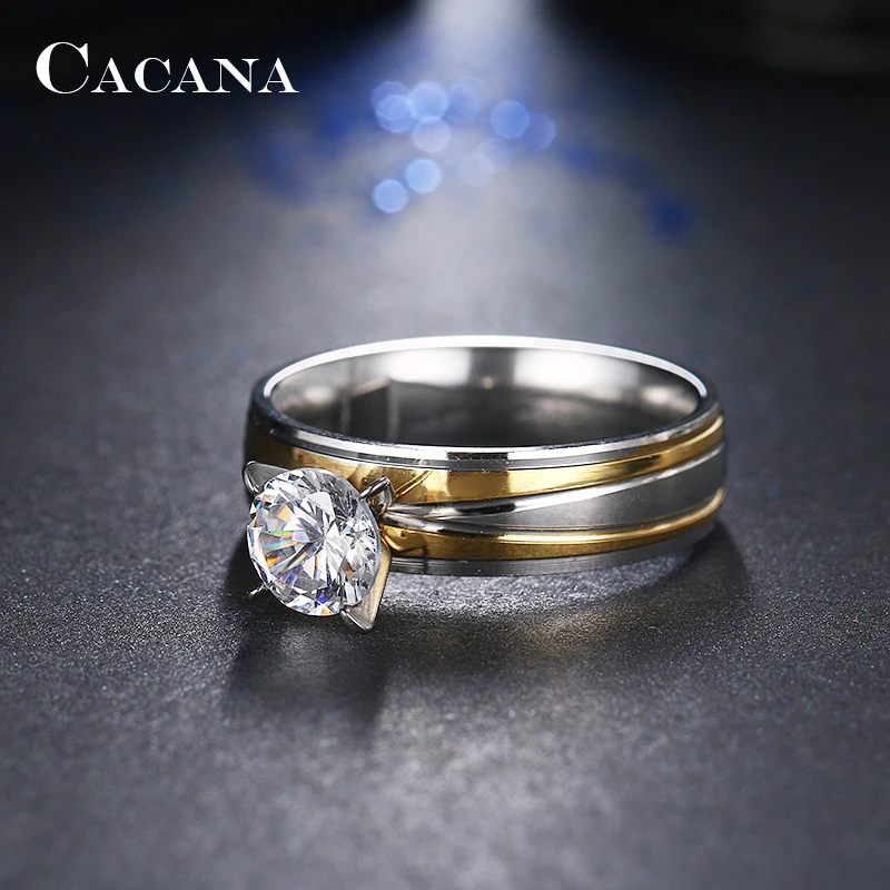 Женские кольца из нержавеющей стали CACANA модные ювелирные изделия по
