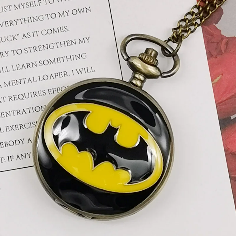 

Nightmare Before Christmas Quartz Pocket Watch For Women Men Vintage Bronze Black Bat Carving Fob Watch Whit Chain Best Gift