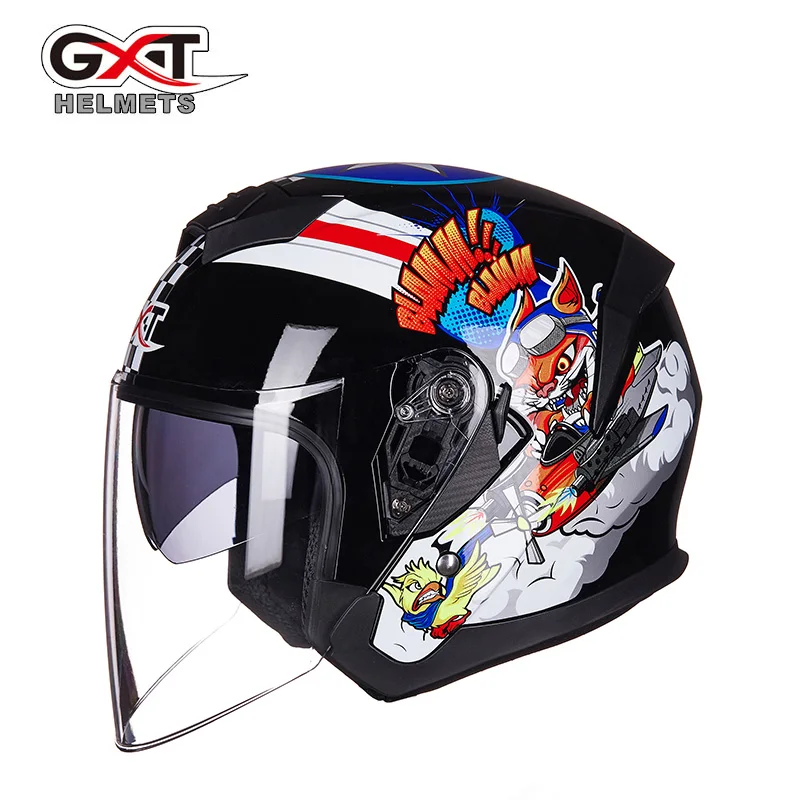

Motorcycle Open Face Helmet with Goggles Adjustable Capacete Breathable Protection Half Face Helmet Motorbike Riding Helmet