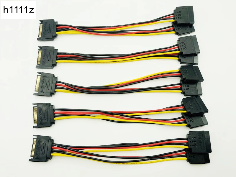 

5PCS PC Computer Power Cable 15Pin SATA Male to 2 Female 15Pin Serial ATA Power HDD Splitter Connector Cables for BTC ETH Mining