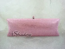 7735-PINK Crystal Lady fashion Bridal Night Metal Evening purse clutch bag case handbag box