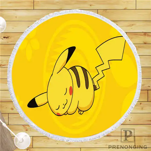 

Custom DIY Customized Microfiber Fabric Pikachu Pokemon (1)@ Round Beach Blanket Towel Printed on Demand 150cm #19-01-28-3-9