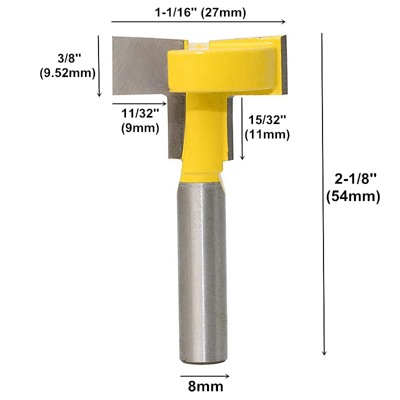 RCT Т-образные фрезы 8 мм хвостовик Т-образные фрезы с прямой кромкой для деревообработки