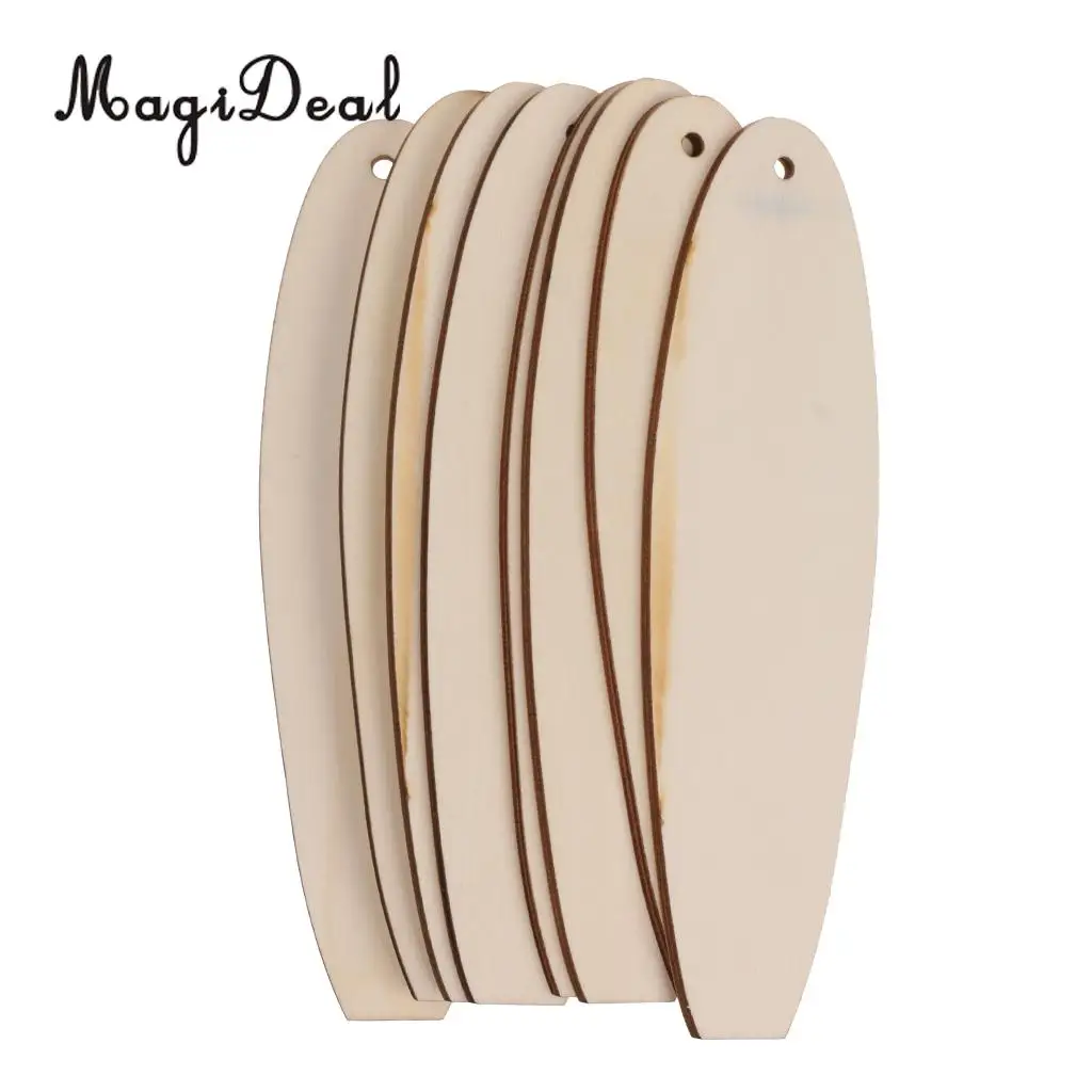 MagiDeal Unfinished Blank DIY Wooden Surfboard Crafts Cut Outs Wood Board Scrapbooks DIY Decor without rope -Pack of 8 Pieces 