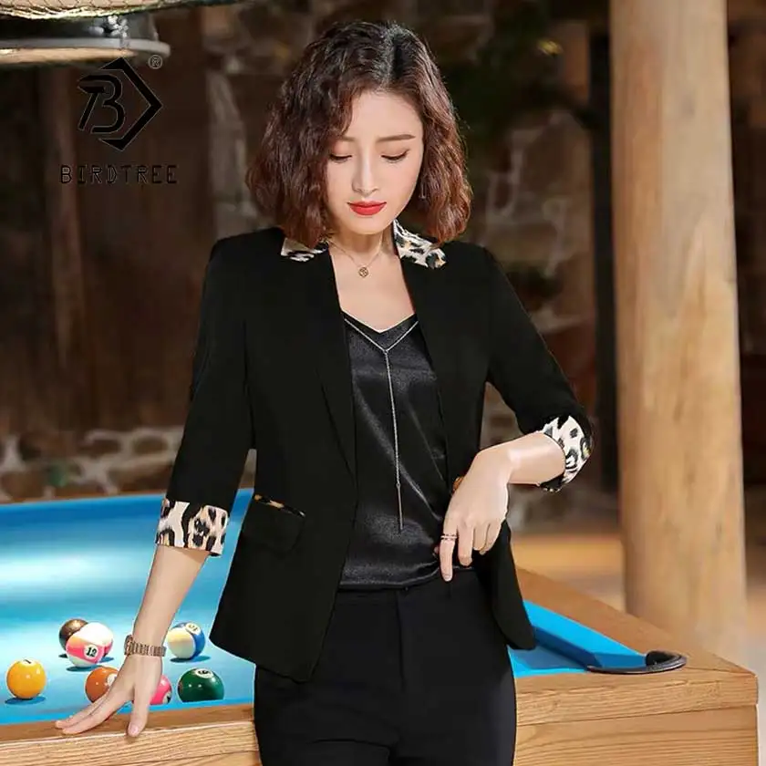 2019 Women's Chic Leopard Short Top Blazer Jacket Single Button Pockets England Style Female Lady Slim Coat Hot Sales C96121Z | Женская