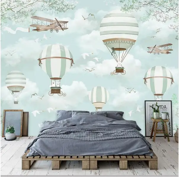 

Cartoon Balloon Photo Wallpaper Mural Children's Room Wall Papers 3D Kids Bedroom Home Decor Wallpaper Canvas/ Silk Wallpaper