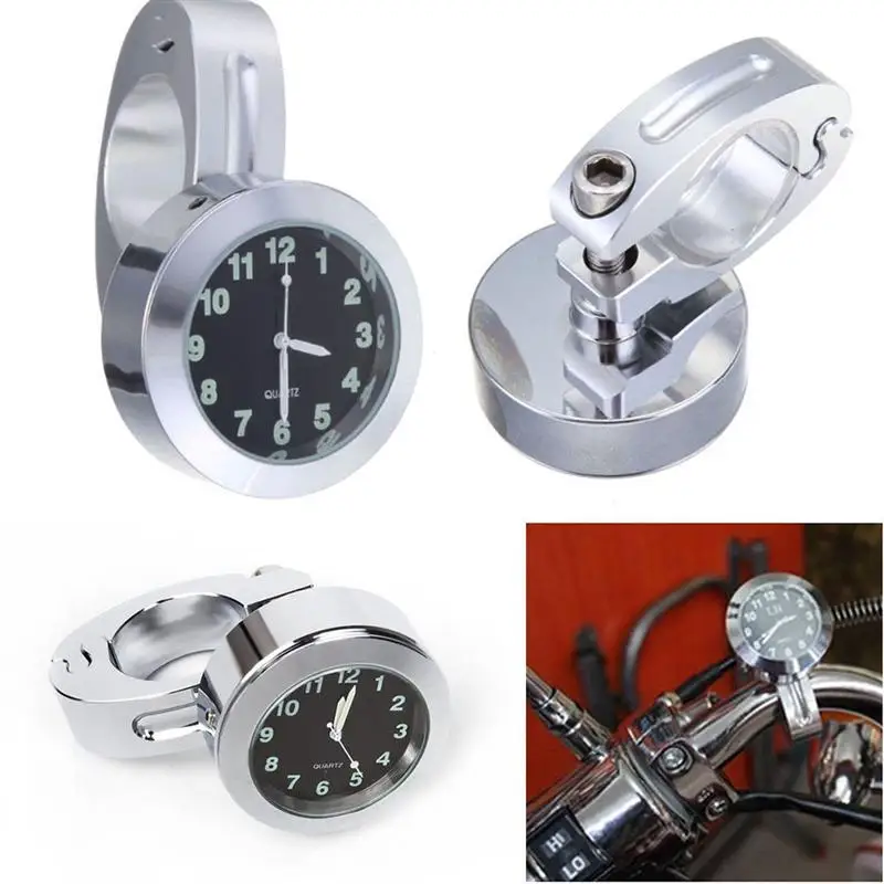 

Mini Waterproof 7/8" Motorcycle Motorbike Accessory Handbar Mount Digital Clock (Silver)