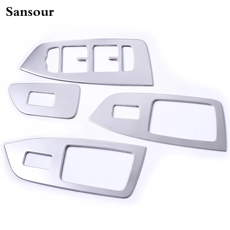 

Sansour Car styling Door Armrest decorative frame auto interior Glass lift panel trim Stainless steel strip for Volvo XC90 14-16