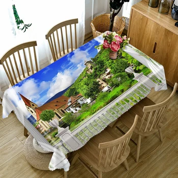 

3D Tablecloth Waterproof Dinner Party Wedding Coffee Table Cloth Round Rectangular Home Decor Table Cover linen Customized size