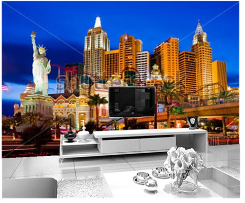 Custom Photo Wallpaper, Las Vegas Strip At Night Large Mural Vinyl