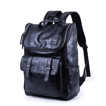 

120918 new hot men fashion leather travel backpack laptop bag student school bags