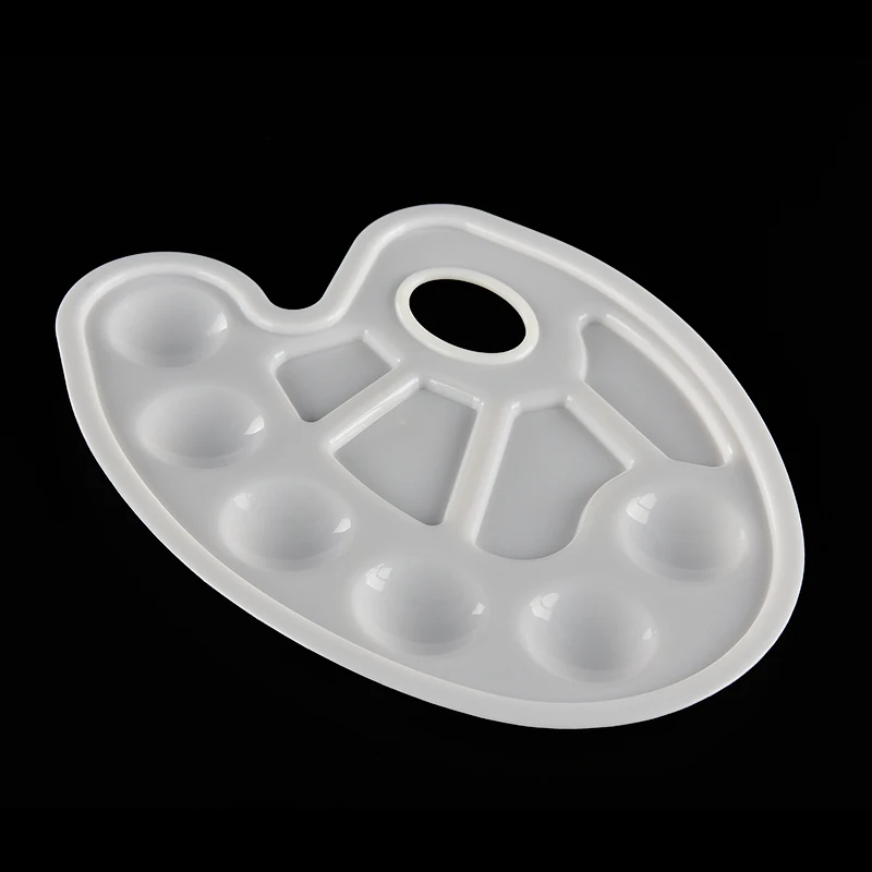 

1PC Art Paint Plastic Drawing Tray Color Palette For Oil Watercolour White Painting Pallet 10 Wells Design With Thumb Hole