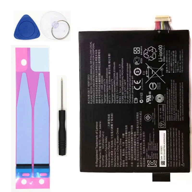 Good quality L11C2P32 Tablet battery for Lenovo IdeaTad S6000 S6000-H A7600 A7600-HV A7600-F S6000L-F A10-80HC L12D2P31 6100mAH