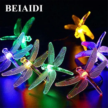 

BEIAIDI Outdoor Dragonfly Solar LED String Light 5M 30 Led Fairy String Light Garland For Patio Lawn Holiday Christmas Tree