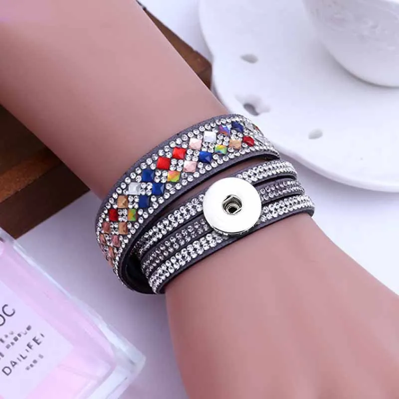 Bling Bling Interchangeable 051 Rhinestones Korean Velvet Bracelet 18mm