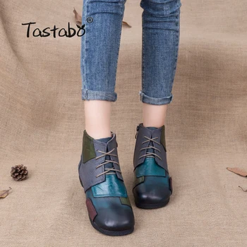 

Tastabo 2018 Fashion Handmade Boots For Women Ankle Shoes Vintage Shoes Folk Style Genuine Leather Women Boots