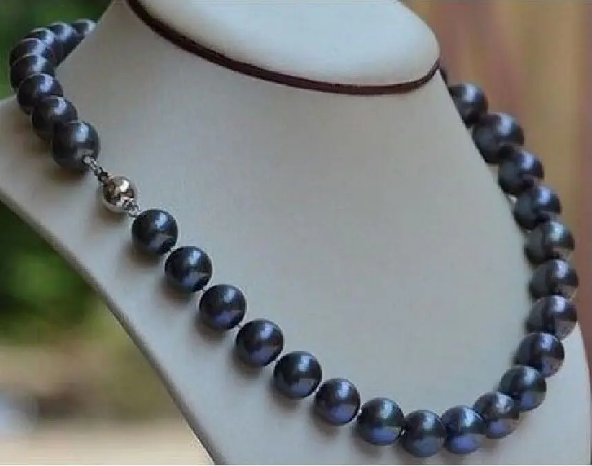 

Miss charm Jew.766 very beautiful natural 10-11mm black blue akoya pearl necklace